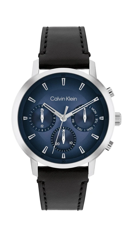 Calvin Klein Analogue Multifunction Quartz Watch for Men Gauge Collection with Black Leather Strap - 25200497