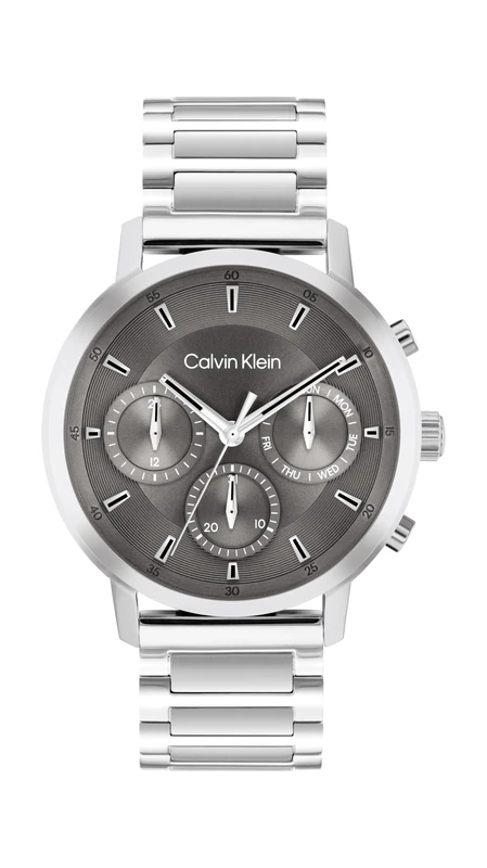 Calvin Klein Analogue Multifunction Quartz Watch for Men Gauge Collection with Silver Stainless Steel Bracelet - 25200493