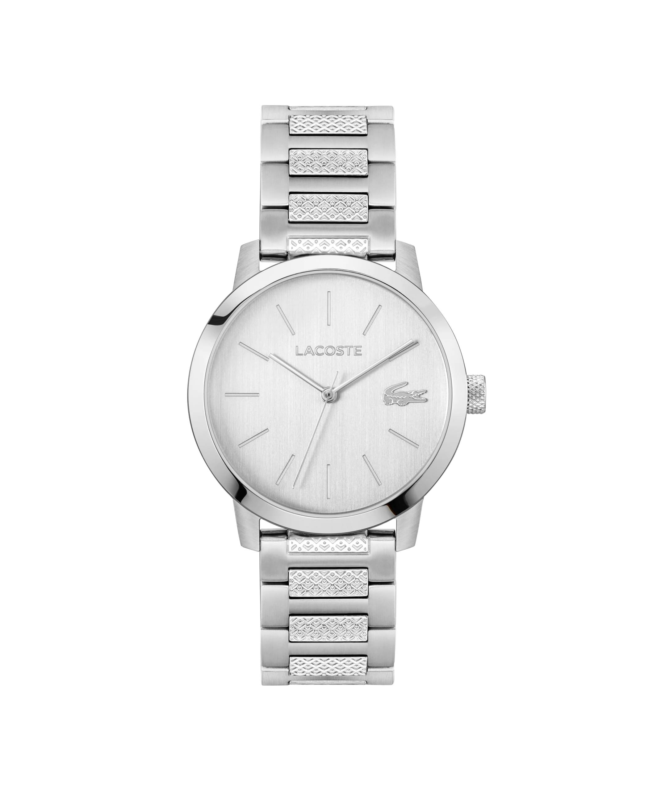 Lacoste Three Hand Quartz Movement Watch for Men LACOSTE.12.12 Metropole Collection with Silver Stainless Steel Bracelet - 2011420