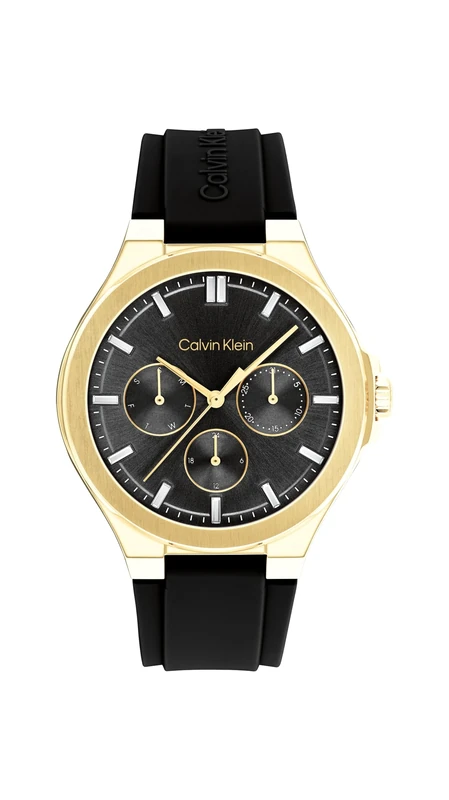 Calvin Klein Analogue Multifunction Quartz Watch for Women Vibrancy Collection with Black Silicone Bracelet - 25100107