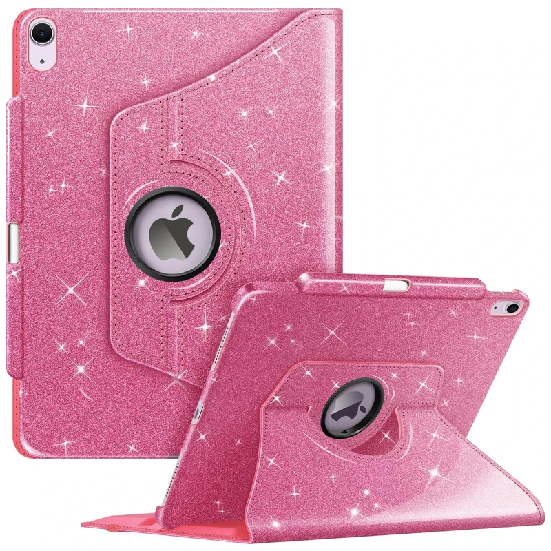 Fintie iPad Air 13 (M3) 2025 Case, M2 2024 Rotating Stand Case with Stylus Holder and Auto Sleep/Wake Function, Pink Glitter
