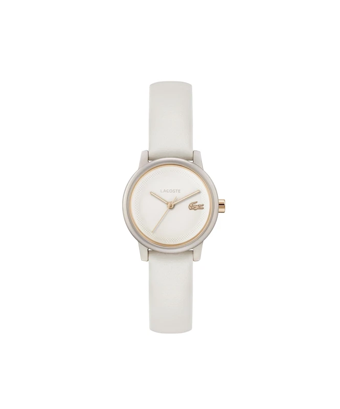 Lacoste Three Hand Quartz Movement Watch for Women LACOSTE.12.12 Swift Collection with Off White Leather Strap - 2001437