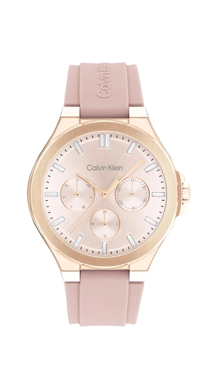 Calvin Klein Analogue Multifunction Quartz Watch for Women Vibrancy Collection with Blush Silicone Bracelet - 25100108