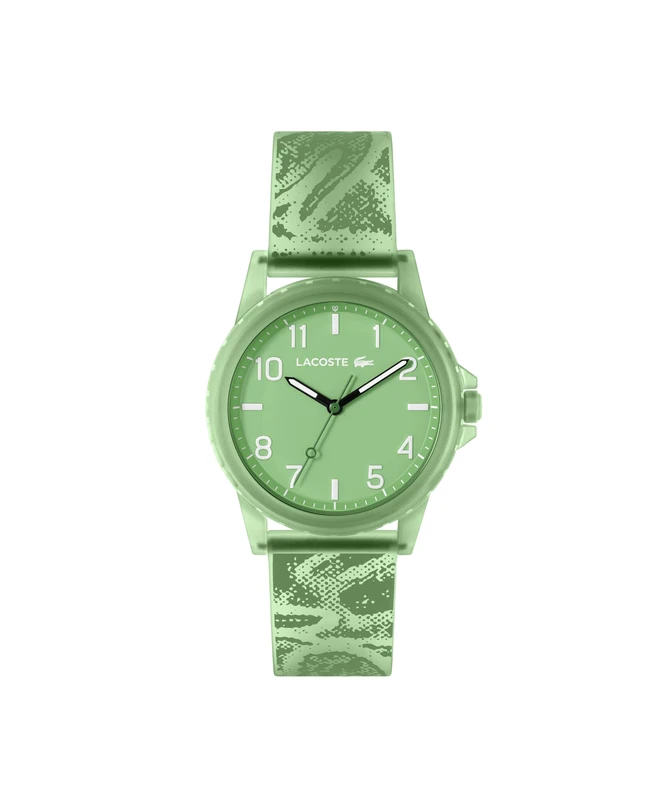 Lacoste Three Hand Quartz Movement Watch for Kids RIDER Collection with Green Silicone Bracelet - 2020157
