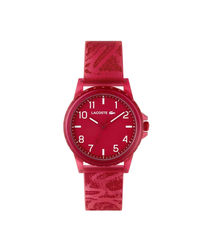 Lacoste Three Hand Quartz Movement Watch for Kids RIDER Collection with Red Silicone Bracelet - 2020158