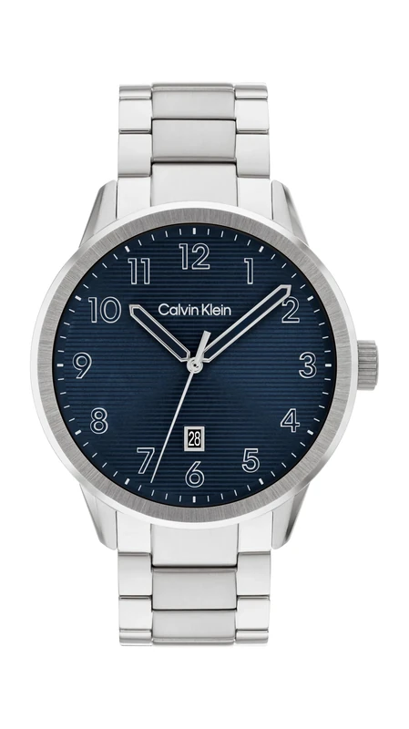 Calvin Klein Three Hand Quartz Movement Watch for Men Minimalistic Pilot Collection with Silver Stainless Steel Bracelet - 25200515