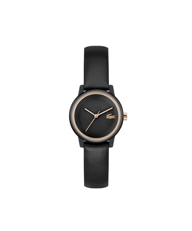 Lacoste Three Hand Quartz Movement Watch for Women LACOSTE.12.12 Swift Collection with Black Leather Strap - 2001436