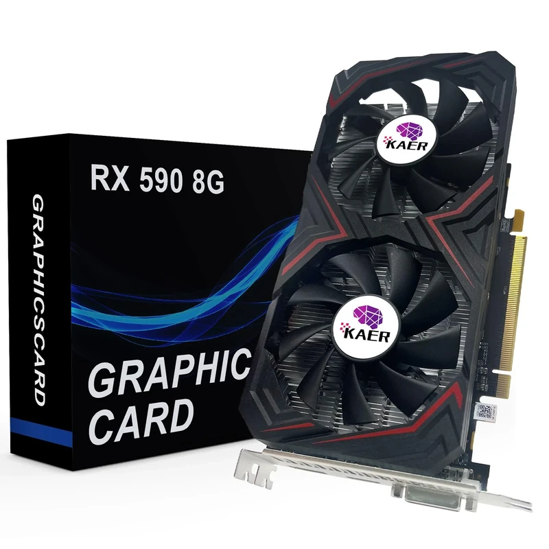 KAER RX590 8GB Graphics Card, 2304SP, GDDR5, 256 Bit，Pc Gaming Video Card with Dual Fans 1380/8000MHz,PCI Express 3.0 Gaming Graphics Card, DVI HDMI DP Desktop