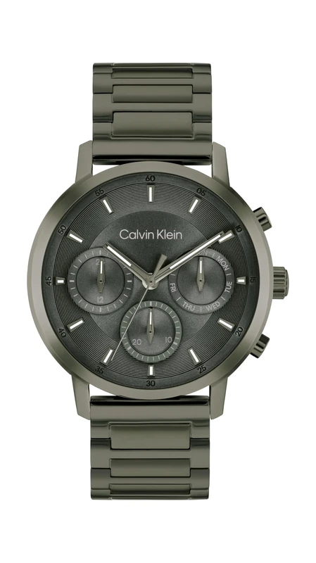 Calvin Klein Analogue Multifunction Quartz Watch for Men Gauge Collection with Green Stainless Steel Bracelet - 25200494