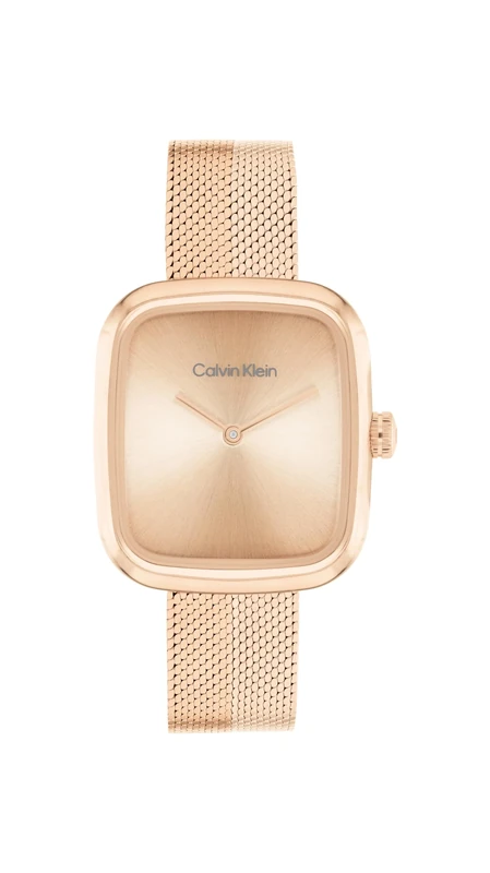Calvin Klein Two Hand Quartz Movement Watch for Women CK Adore Collection with Carnation Gold Colored Stainless Steel Mesh Bracelet - 25100101 - Image 1
