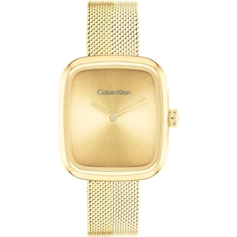 Calvin Klein Two Hand Quartz Movement Watch for Women CK Adore Collection with Gold Colored Stainless Steel Mesh Bracelet - 25100099