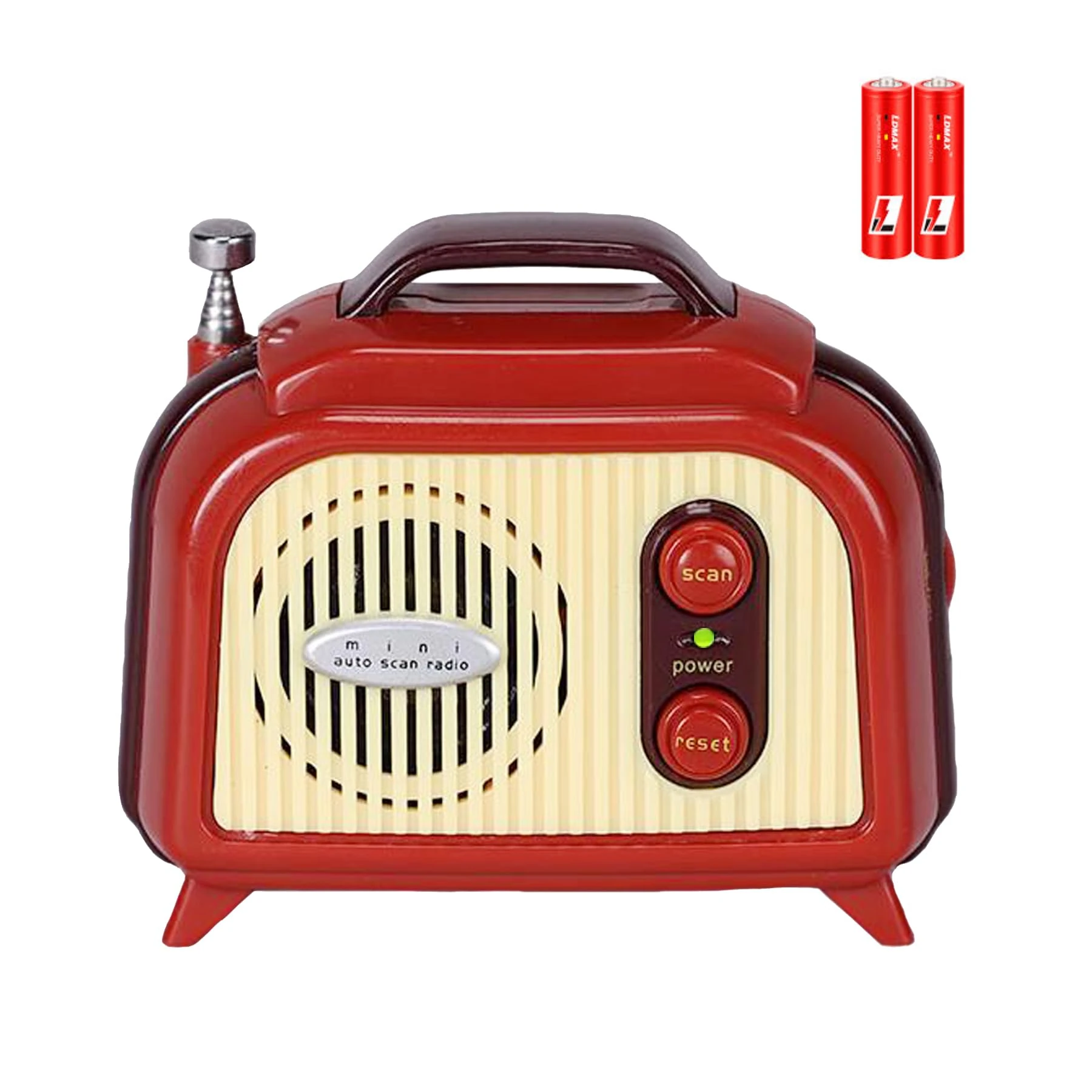 Vintage Mini FM Radio – Retro Style Portable Radio with Auto Scan and Extendable Antenna – Classic Decorative Desk Accessory – Battery Powered for Home or Travel