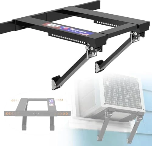 Marudina Upgraded No-Drill Window AC Bracket, Adjustable Window Air Conditioner Support for Single/Double Hung Windows, Heavy-Duty Holds 250lbs,Easy Installation, Rustproof Aluminum, Renter Friendly