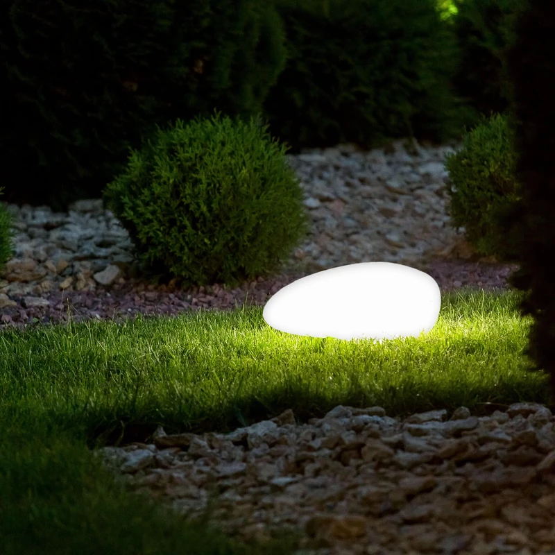 BEPER P207ILO241 RGB LED Solar Garden Lamp - Automatic Outdoor Light IP44, Decorative Lamp in the Shape of a Stone or Sphere, Solar Charging, with Spike for Fixing.