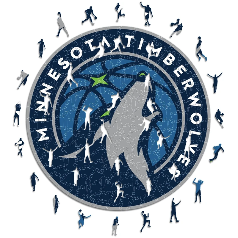 Iconic Puzzles - Minnesota Timberwolves, Logo, Wooden Puzzle officially licensed NBA, 100% sustainable, size M, 270 Pcs