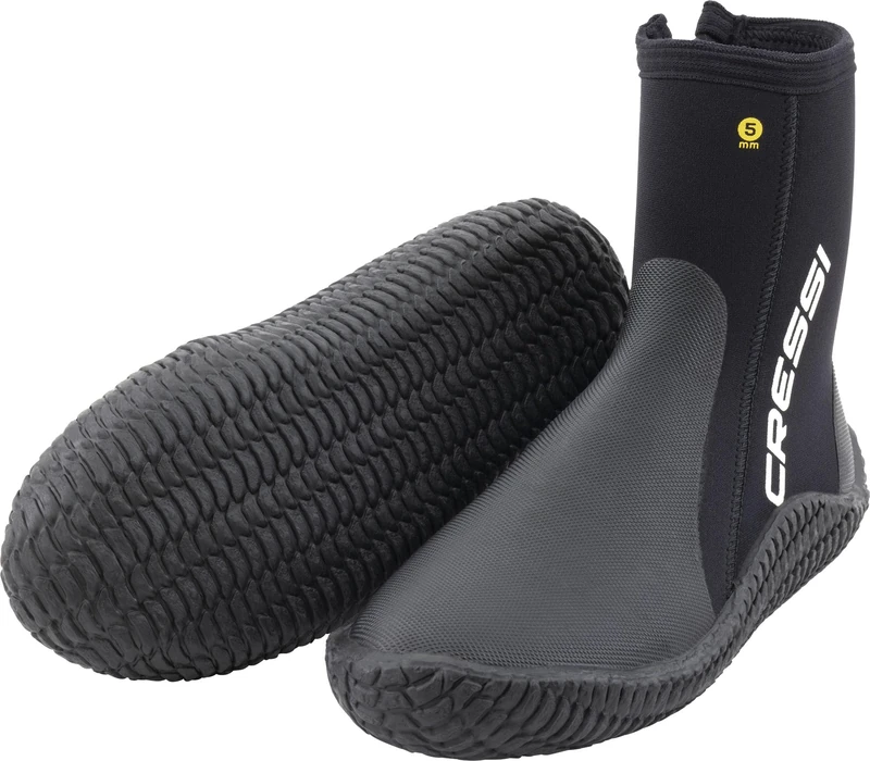 Cressi ReefTech Unisex Black Neoprene Boots 5mm Double lined for use in Cold Water, Ideal for Diving with Open Heel Fins, designed to Protect Feet from the Cold, M (UK 7/7.5_EU 40/41)