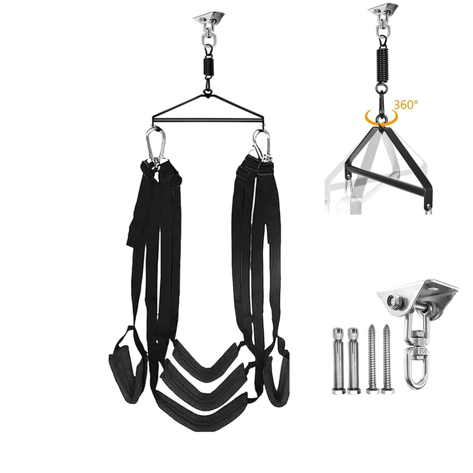 Sex Swing, 360° Spinning Sex Swing BDSM Sex Swing Sex Bondage Restraints Kit,Sex Furniture for Couples Bedroom Adult Toys Ceiling Swing with Steel Triangle and Spring Support 800 lbs