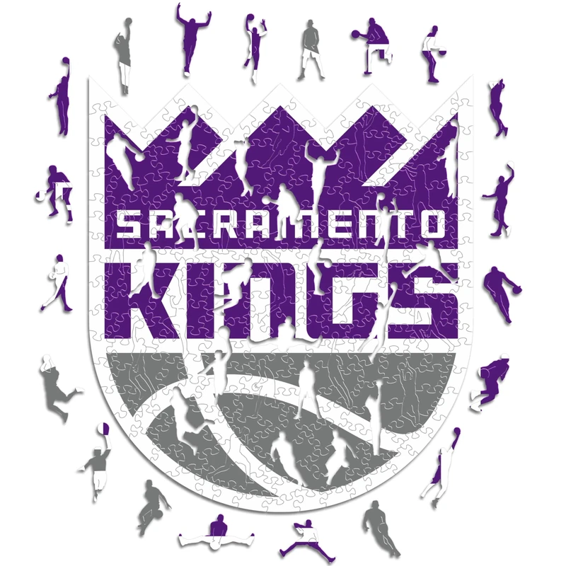 Iconic Puzzles - Sacramento Kings, Logo, Wooden Puzzle officially licensed NBA, 100% sustainable, size L, 500 Pcs