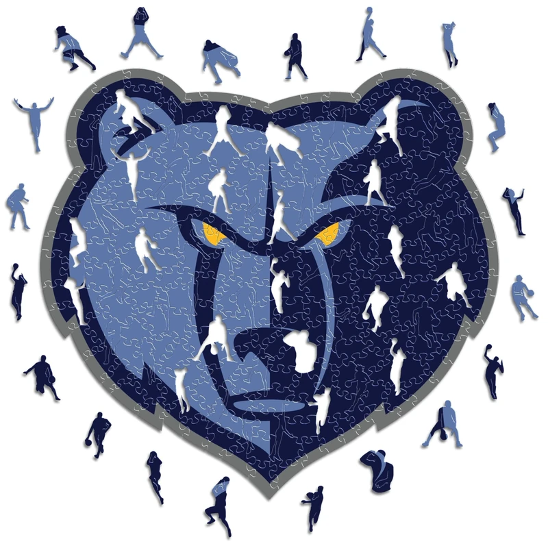 Iconic Puzzles - Memphis Grizzlies, Logo, Wooden Puzzle officially licensed NBA, 100% sustainable, size L, 500 Pcs