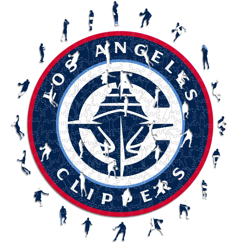 Iconic Puzzles - Los Angeles Clippers, Logo, Wooden Puzzle officially licensed NBA, 100% sustainable, size L, 500 Pcs