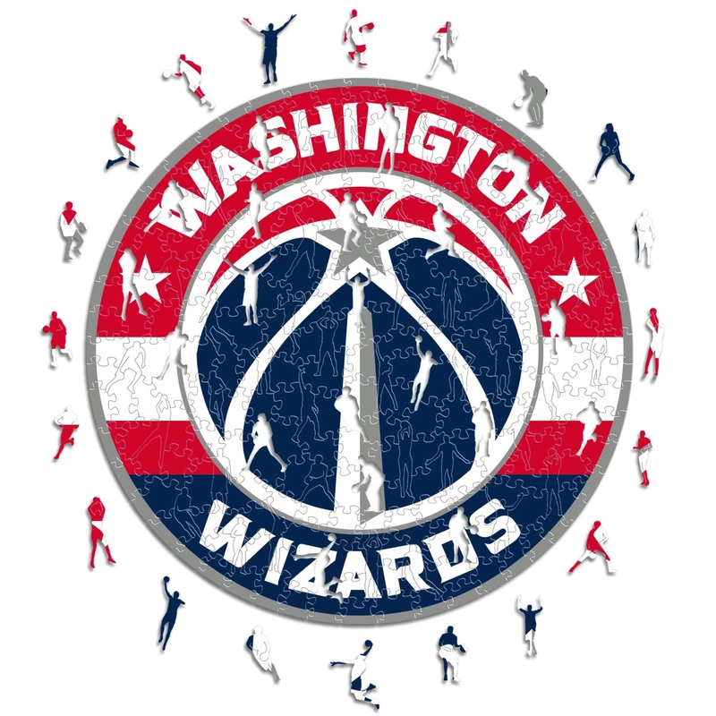Iconic Puzzles - Washington Wizards, Logo, Wooden Puzzle officially licensed NBA, 100% sustainable, size L, 500 Pcs