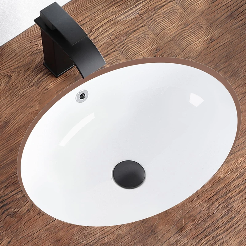 KDKSC Undermount Bathroom Sink 20.5"x15.4" Oval Undermount Sink White Ceramic Bathroom Sinks Under Counter Basin with Overflow