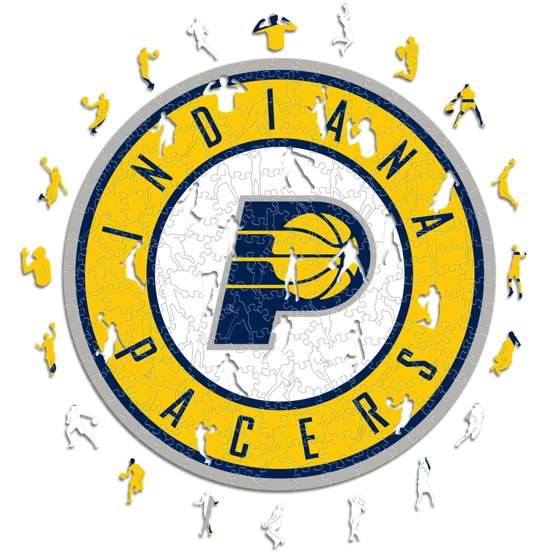 Iconic Puzzles - Indiana Pacers, Logo, Wooden Puzzle officially licensed NBA, 100% sustainable, size L, 500 Pcs
