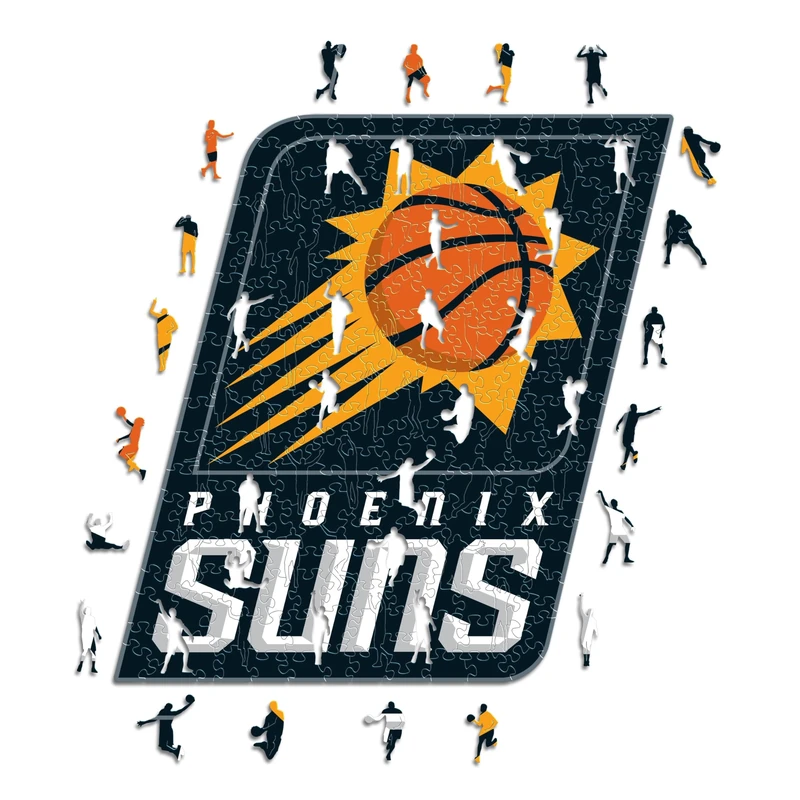 Iconic Puzzles - Phoenix Suns, Logo, Wooden Puzzle officially licensed NBA, 100% sustainable, size M, 270 Pcs