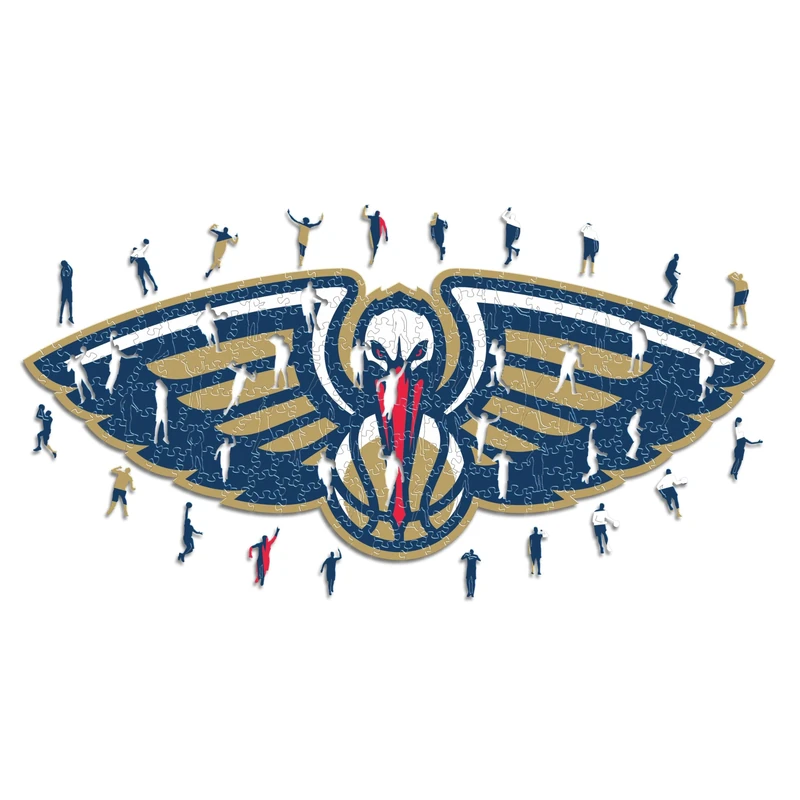 Iconic Puzzles - New Orleans Pelicans, Logo, Wooden Puzzle officially licensed NBA, 100% sustainable, size L, 500 Pcs