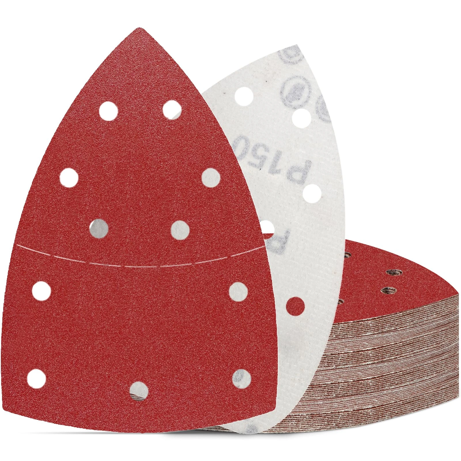 KONGMING 50 Pcs Mouse Sanding Pads 150 Grit 11 Hole Detail Sander Paper for Multi Electric Sander