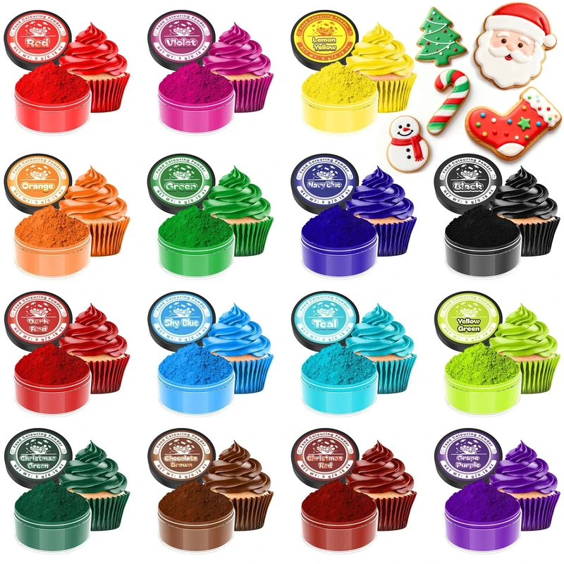 Food Colouring Powder - 15 Colours x 5g Food Colouring Set, High Concentrated Food Dye, Edible Paint for Macarons, Cake Decorating, Baking, Icing, Fondant, Cookies