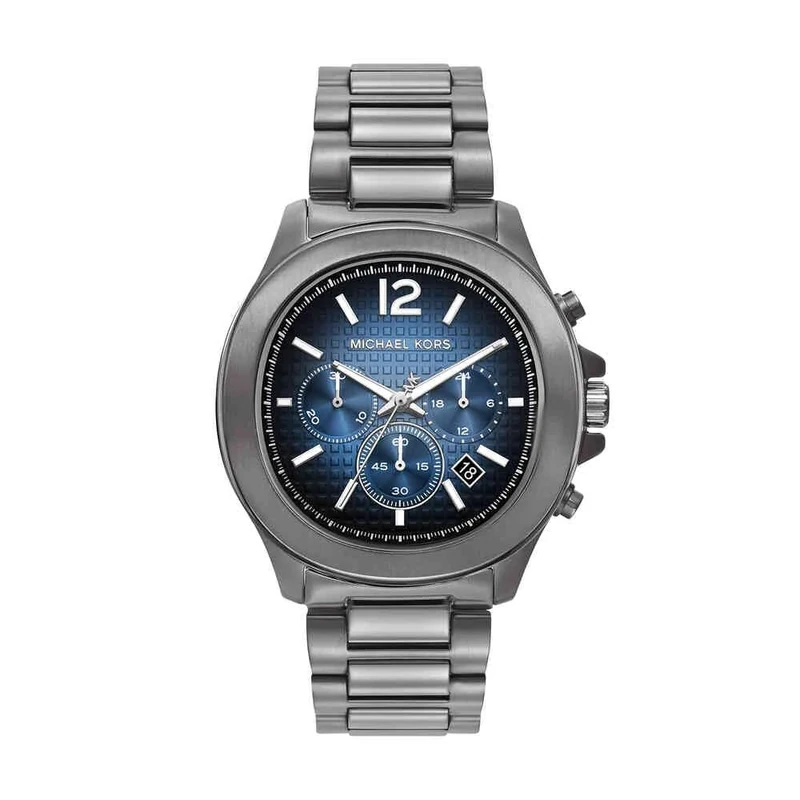 Michael Kors Sage Watch for Men, 44mm Quartz Chronograph Movement with Stainless Steel Strap, Dark Grey, 44 mm