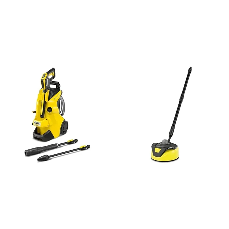 Bundle of Kärcher K 4 Power Control Flex Pressure Washer, Pressure: max. 130 bar, Flow Rate: 420 l/h, Area Coverage: 30 m²/h, Water Filter, Weight: 11.5 kg + Kärcher T-Racer T 5 surface cleaner