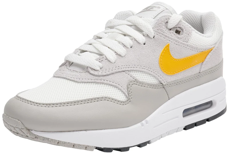 NIKE Men's Air Max 1 Ess Sneaker, Summit White University Gold Vast Grey, 3 UK