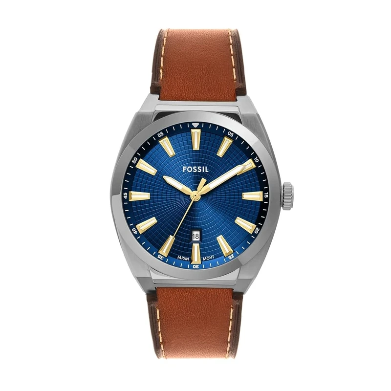 FOSSIL Everett Men's 42 MM Silver-Tone Stainless Steel Watch, FS6115
