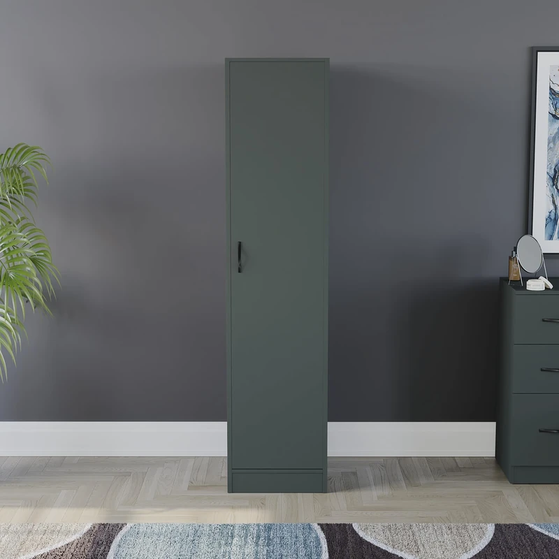 Vida Designs Riano Wardrobe, With Shelf & Hanging Rail Bedroom Storage Furniture (Jasper Green, 1 Door)