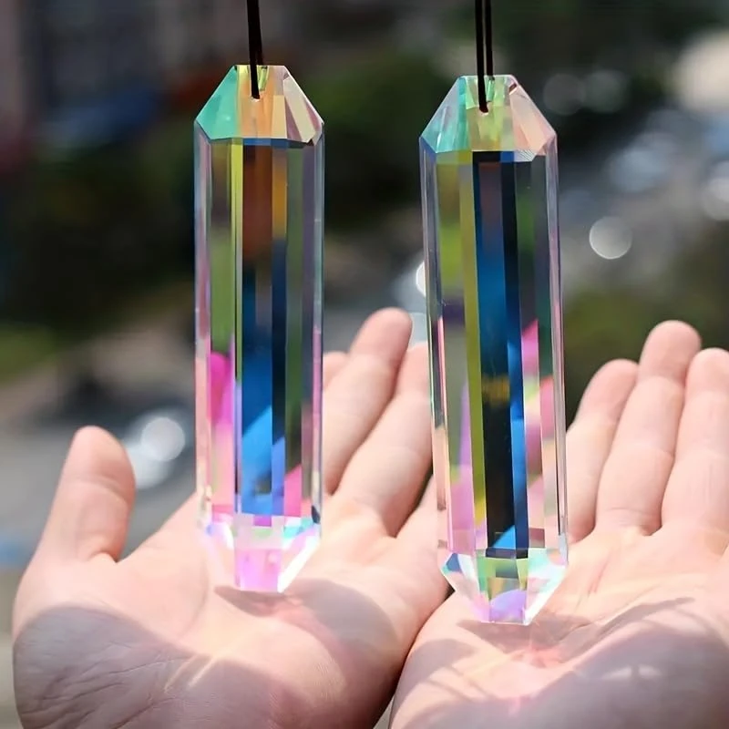 2PCS 5" Large Sun Catcher Crystals Prisms, Sun Catchers Stain Glass Window Hanging, Rainbow Maker for Windows, Room, Garden, Fantasy Aesthetic Home Decor