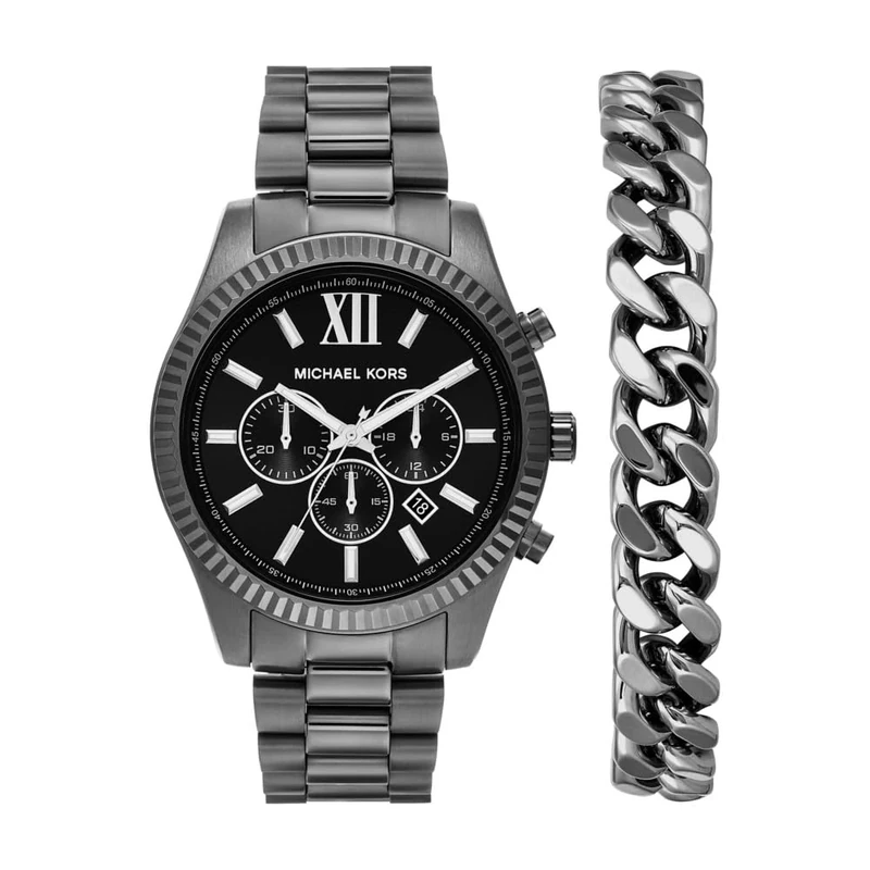 Michael Kors Lexington Watch for Men, 44mm Quartz Chronograph Movement with Stainless Steel Strap