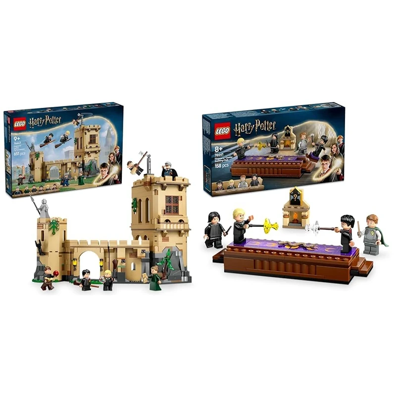 LEGO Harry Potter Hogwarts Castle: Flying Lessons + Dueling Club Playsets Collectible Minifigures Draco Malfoy, Severus Snape & Professor McGonagall 76447 + 76441