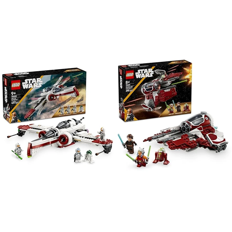 LEGO Star Wars ARC-170 Starfighter + Ahsoka’s Jedi Interceptor Building Toys Features Minifigures 75402 + 75401