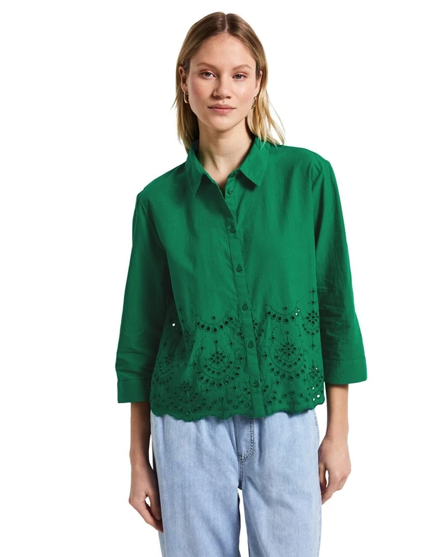 Street One Women's A345396 Shirt Blouse with Embroidery, Glowing Green, 8