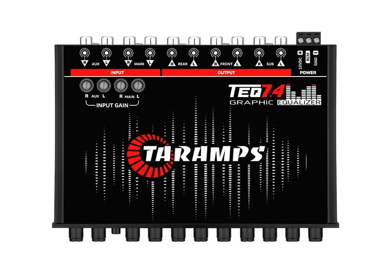 TARAMPS TEQ 7.4 Pro Car Audio Systems 7 Band Graphic Equalizer EQ Blue Lighting Advance Capability Input Channel Adjustment Main Volume Control Adjustable Subwoofer Volume with LPF