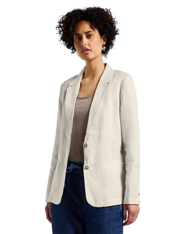 Street One Women's A212494 Long Linen Blazer, Moonstone Sand, 12