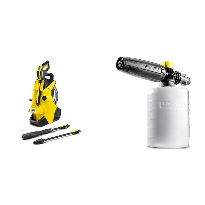Bundle of Kärcher K 4 Power Control Flex Pressure Washer, Pressure: max. 130 bar, Flow Rate: 420 l/h, Area Coverage: 30 m²/h, Water Filter, High-Pressure Flex Hose+ Kärcher FJ6 Foam Nozzle, Multi,0.6L
