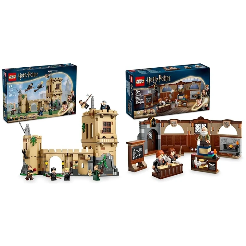 LEGO Harry Potter Hogwarts Castle: Flying Lessons + Charms Class Set Collectible Minifigures Draco Malfoy, Professor McGonagall, Hermione Granger & Ron Weasley 76447 + 76442