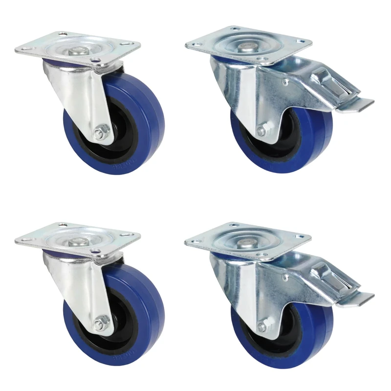 Adam Hall Hardware 3721XSET AH - 4th set of 4 steel swivel castors with 100 mm castors