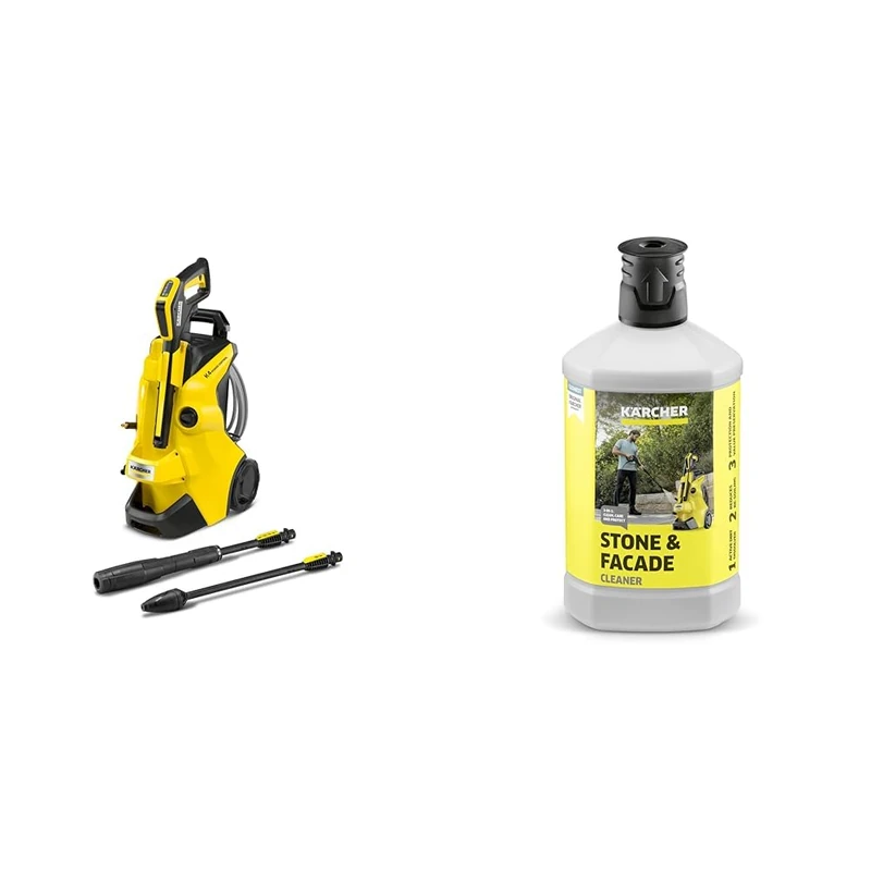 Bundle of Kärcher K 4 Power Control Flex Pressure Washer, Pressure: max. 130 bar, Flow Rate: 420 l/h, Area Coverage: 30 m²/h, Water Filter + Kärcher 62957650 3-in-1 Stone Plug and Clean, Black, 1L
