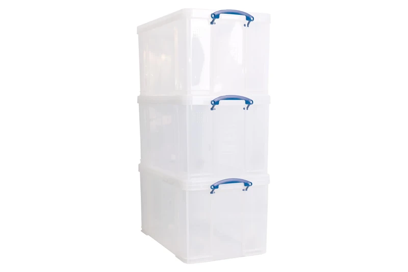 Really Useful Plastic Storage Box 84L Clear Pack Of 3