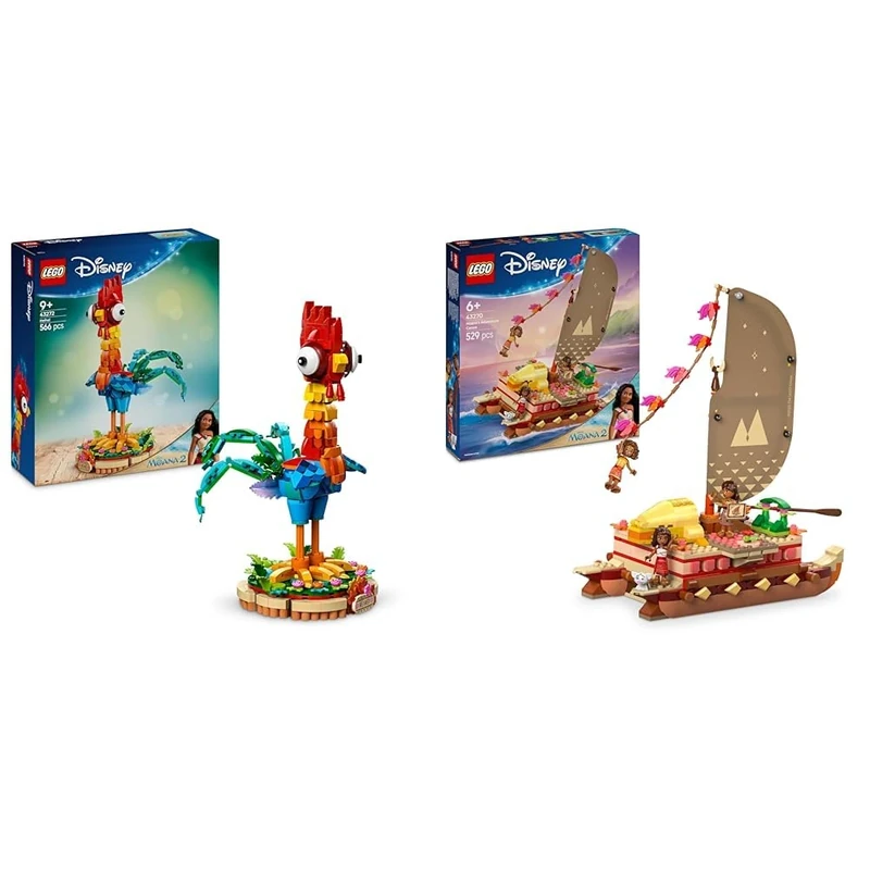 LEGO ǀ Disney Moana 2 Heihei Buildable Animal Toy + Moana's Adventure Canoe Set 43272 + 43270