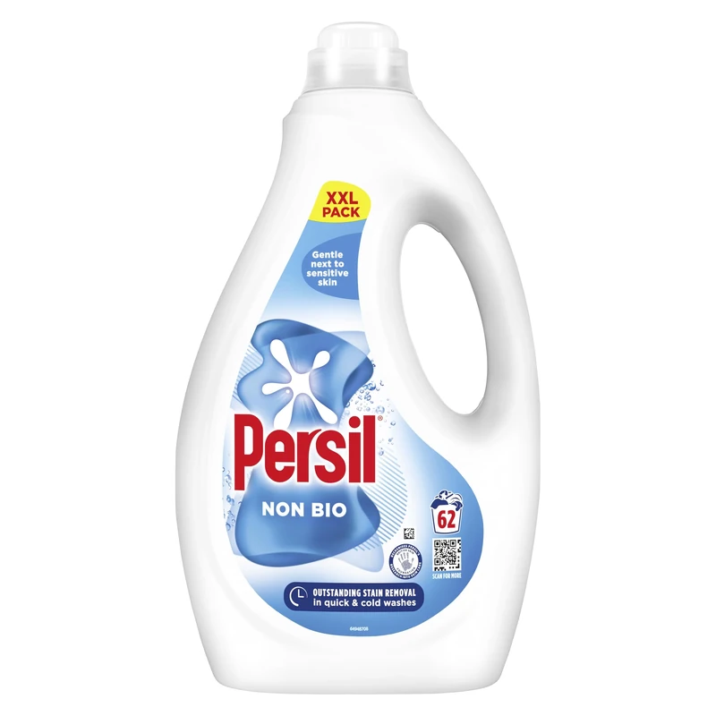 Persil Non Bio Laundry Washing Liquid Detergent outstanding stain removal in quick & cold washes tough on stains, gentle next to sensitive skin 62 washes (1.674 L)
